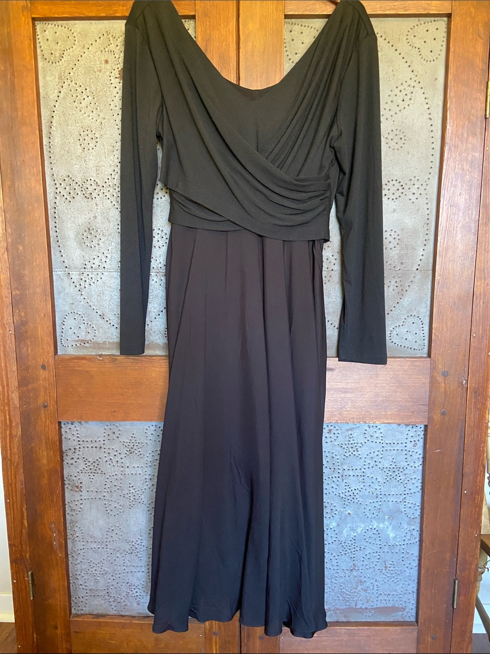Peruvian Connection Evening Dress Jersey Crossover Bust Silky Viscose Skirt L